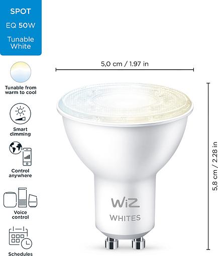 Smart cветодиодная лампа WiZ Led Smart GU10 4.7W 400Lm 2700-6500K Wi-Fi (929002448302) внешний вид - фото 9