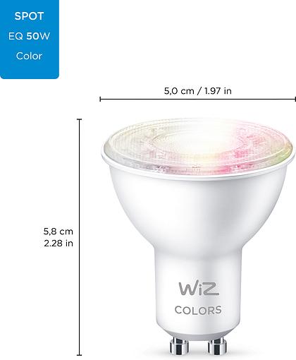 Smart cветодиодная лампа WiZ Led Smart GU10 4.7W 400Lm 2200-6500K RGB Wi-Fi (929002448402) обзор - фото 11