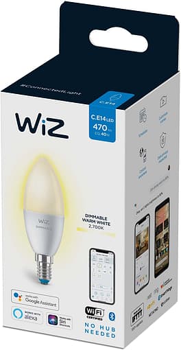 Smart cветодиодная лампа WiZ Led Smart E14 4.9W 470Lm C37 2700K Dimm Wi-Fi (929002448502) внешний вид - фото 9