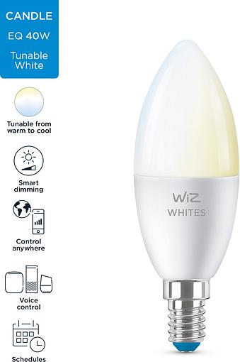 обзор товара Smart cветодиодная лампа WiZ Led Smart E14 4.9W 470Lm C37 2700-6500K Wi-Fi (929002448702) - фотография 12