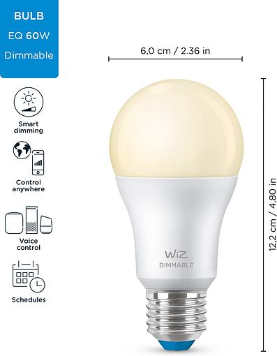 Smart cветодиодная лампа WiZ Led Smart E27 8W 806Lm A60 2700K Dimm Wi-Fi (929002450202) внешний вид - фото 9
