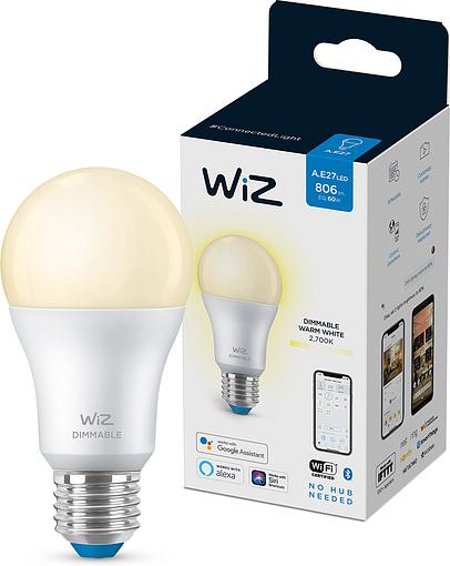 Лампа WiZ светодиодная WiZ Led Smart E27 8W 806Lm A60 2700K Dimm Wi-Fi (929002450202)