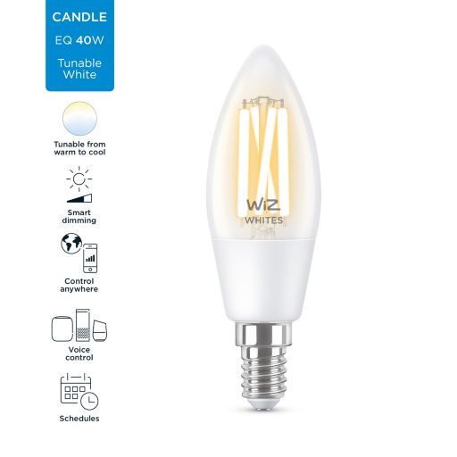 Smart світлодіодна лампа WiZ Led Smart E14 4.9W 470Lm C35 2700-6500 Filament Wi-Fi (929003017601) характеристики - фотографія 7