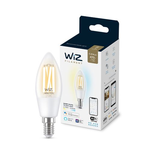 Лампа WiZ светодиодная WiZ Led Smart E14 4.9W 470Lm C35 2700-6500 Filament Wi-Fi (929003017601)