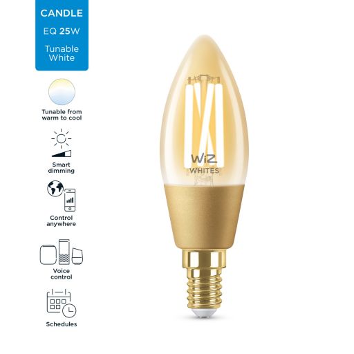 Smart cветодиодная лампа WiZ Led Smart E14 4.9W 370Lm C35 2000-5000K Filament Wi-Fi (929003017701) характеристики - фотография 7