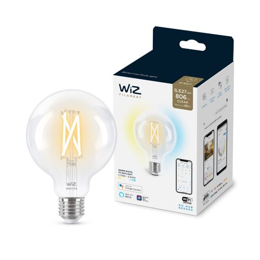 Светодиодная лампа с цоколем E27 WiZ Led Smart E27 7W 806Lm G95 2700-6500 Filament Wi-Fi (929003018201)