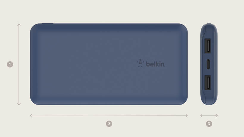 Belkin 10000 mAh Blue (BPB011BTBL) Габаритні розміри