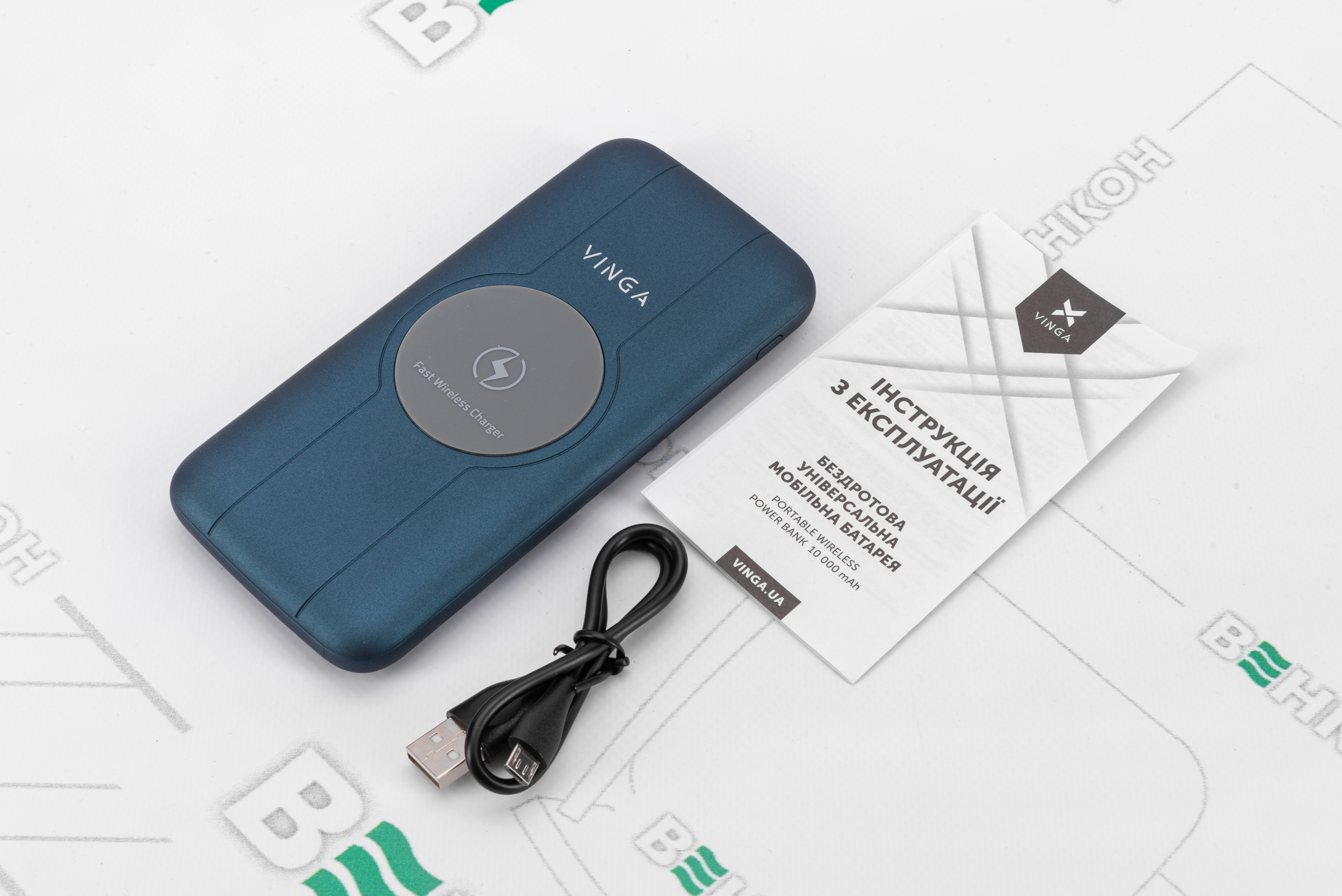 Повербанк Vinga 10000 mAh Wireless Blue (BTPB3510WLROBL) зовнішній вигляд - фото 9