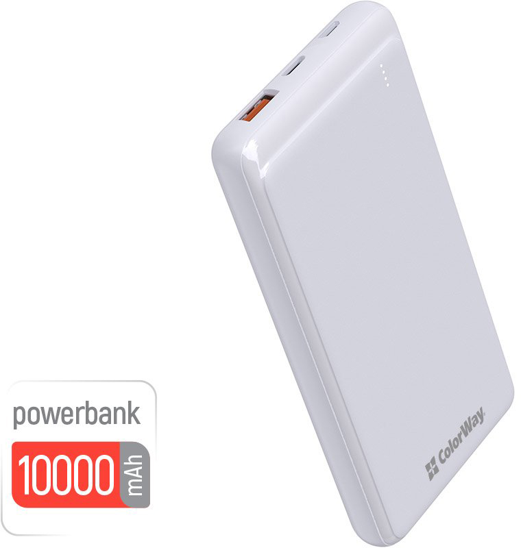 Повербанк ColorWay Slim 10 000 mAh (CW-PB100LPG3WT-PD) цена 642 грн - фотография 2