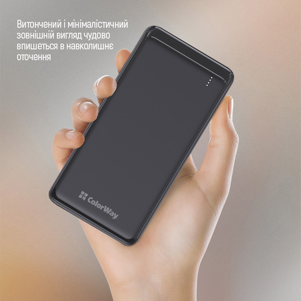 товарная единица ColorWay Slim 10 000 mAh (CW-PB100LPG3BK-PD) - фото 15