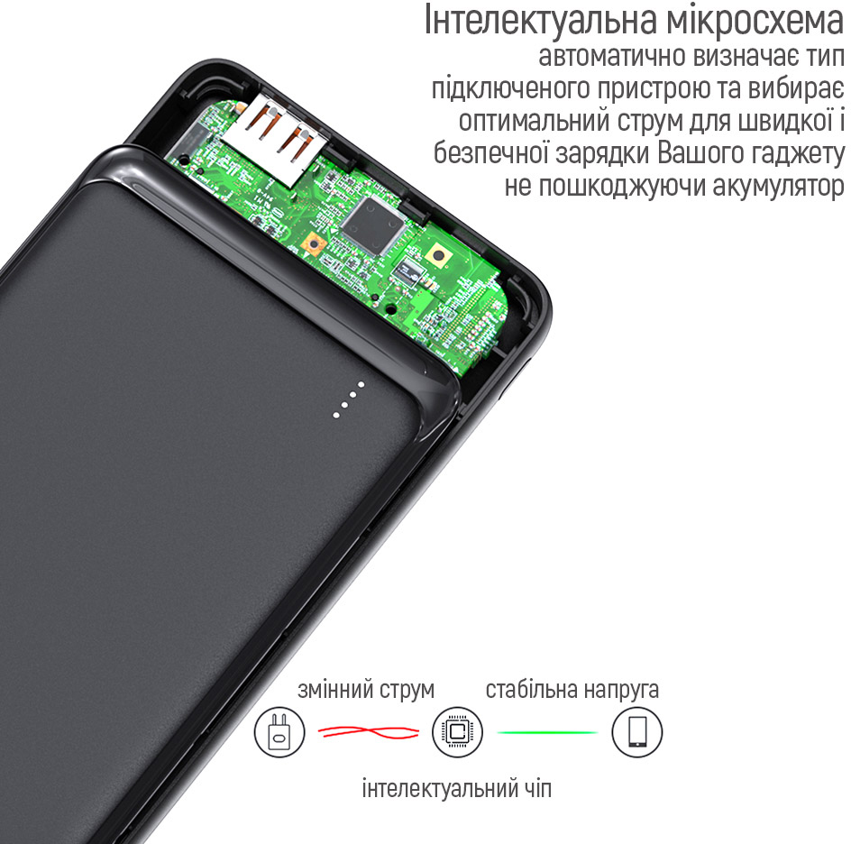 Повербанк ColorWay Slim 10 000 mAh (CW-PB100LPG3BK-PD) внешний вид - фото 9