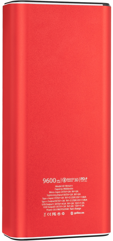 Повербанк Gelius Pro CoolMini 2 PD GP-PB10-211 9600 mAh Red (00000082623) цена 1084.42 грн - фотография 2