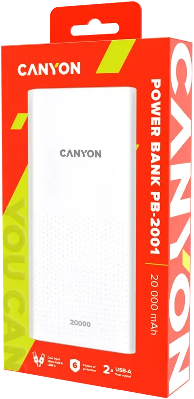 в продажу Повербанк Canyon PB-2001 20000 mAh (CNE-CPB2001W) - фото 3