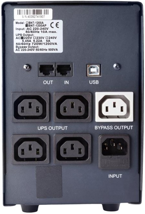 Источник бесперебойного питания Powercom BNT-1200AP/1200VA/720W line-interactive USB 4+1 IEC цена 7680.00 грн - фотография 2