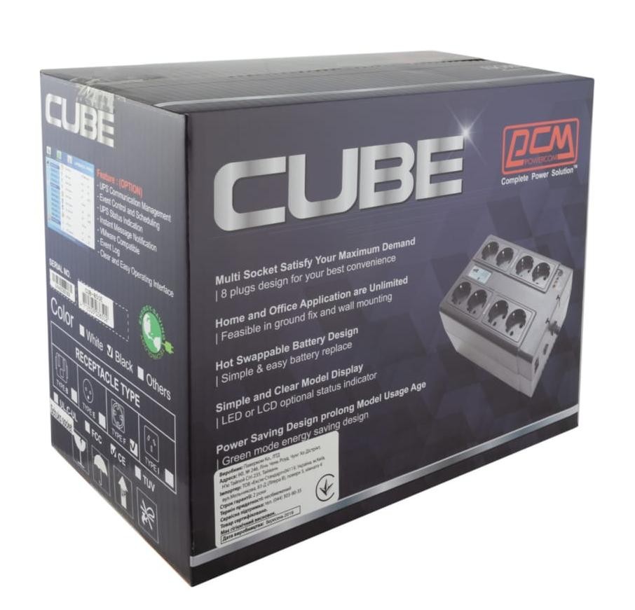 Джерело безперебійного живлення Powercom CUB-850N /850VA/510W резервный USB 4+4 Schuko характеристики - фотографія 7