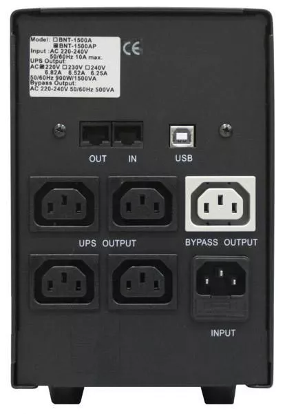 в продажу Джерело безперебійного живлення Powercom BNT-1500AP/1500VA/900W line-interactive USB 4+1 IEC - фото 3