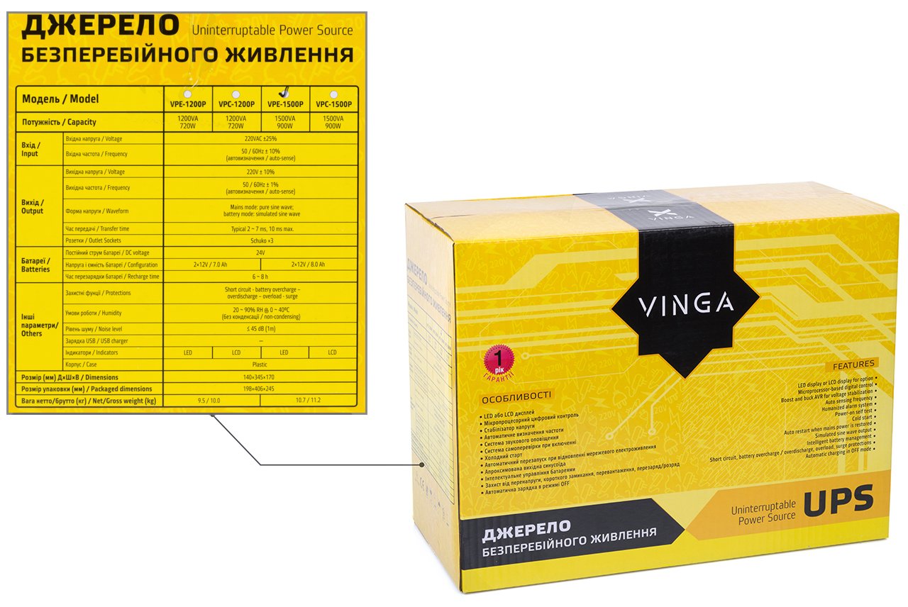 Источник бесперебойного питания Vinga LED 1500VA (VPE-1500P) инструкция - изображение 6