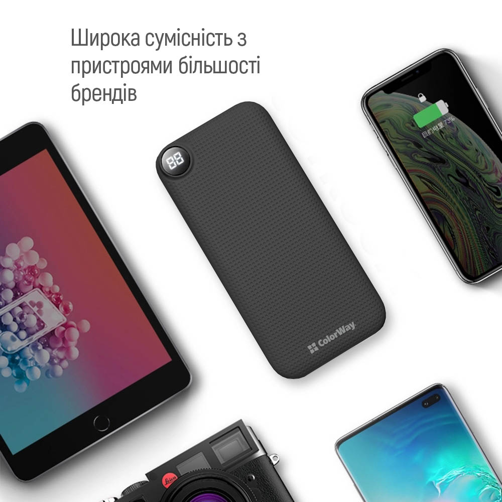 Повербанк ColorWay 10000 mAh Slim LCD Black (CW-PB100LPH2BK-D) огляд - фото 11