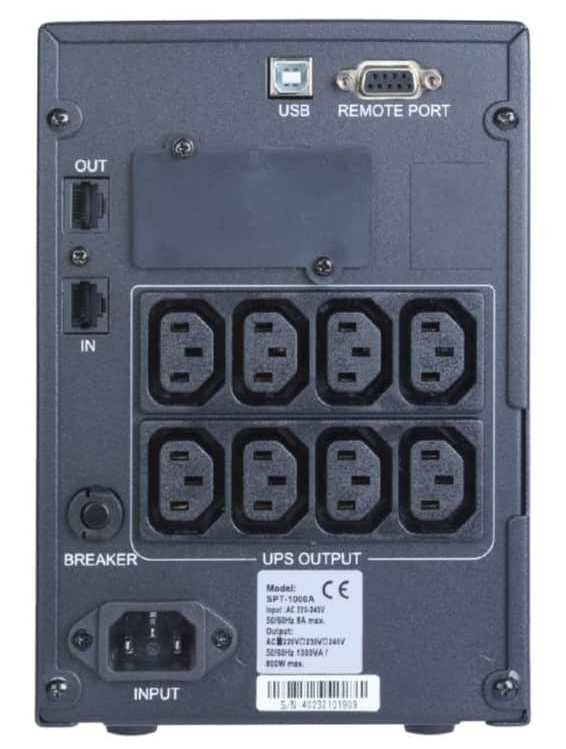Источник бесперебойного питания Powercom SPT-1000-II LCD 1000VA/800W line-interactive  R232 USB 8 IEC цена 11280.00 грн - фотография 2