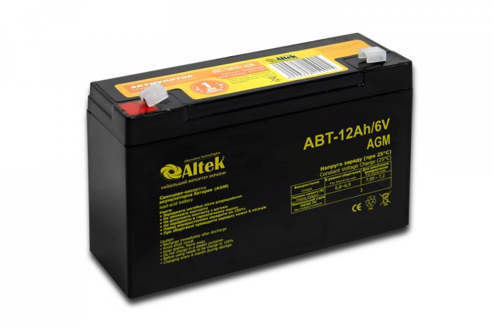Акумулятор гелевий Altek ABT-12Ah/6V AGM в інтернет-магазині, головне фото