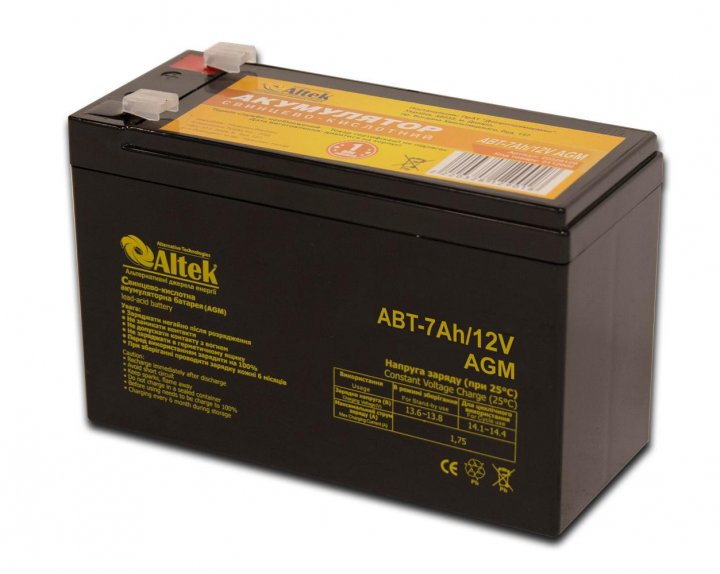 Аккумулятор свинцово-кислотный Altek ABT-7Аh/12V AGM