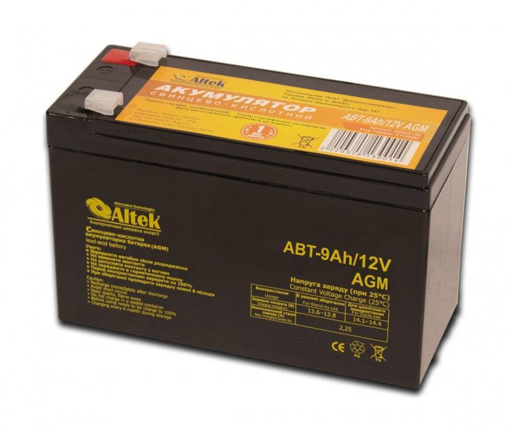 Купить аккумулятор свинцово-кислотный Altek ABT-9Аh/12V AGM в Кропивницком