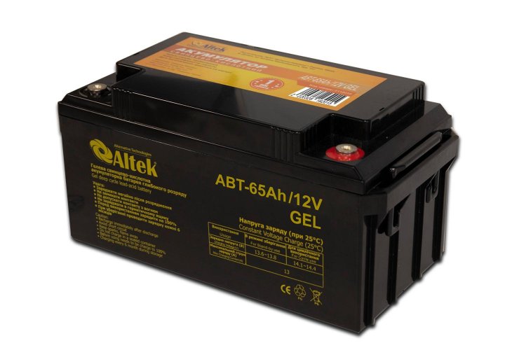 Характеристики акумулятор гелевий Altek ABT-65Аh/12V GEL