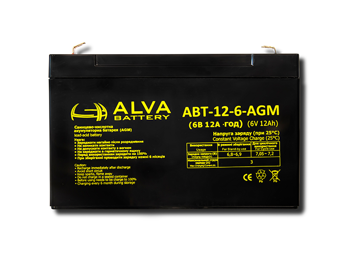 Акумулятор гелевий Alva Battery АВТ-12-6-AGM ціна 332 грн - фотографія 2