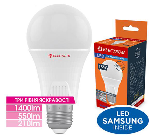 Electrum A65 15W PA LS-33DS Elegant E27 4000K DIM 3 рівня (A-LS-1941)