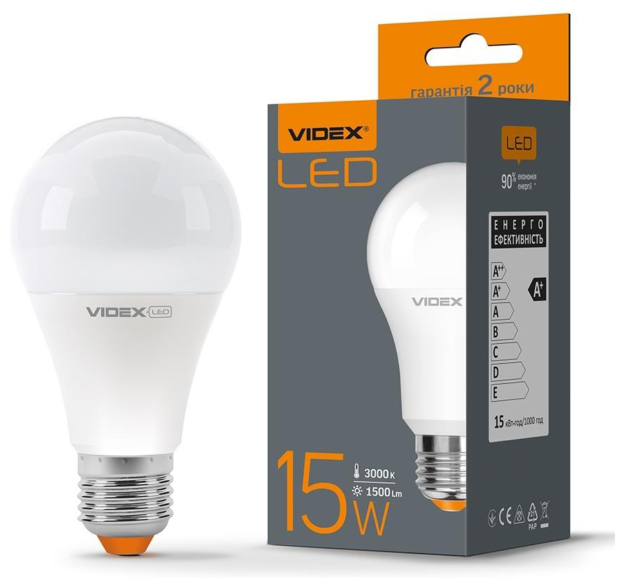 Videx A65e 15W E27 3000K (VL-A65e-15273)