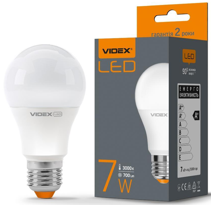 Светодиодная лампа Videx LED A60e 7W E27 3000K 220V (VL-A60e-07273) цена 85.80 грн - фотография 2