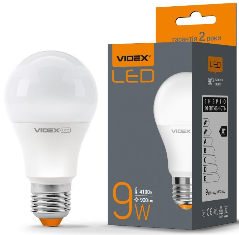 Світлодіодна лампа Videx LED A60e 9W E27 4100K 220V (VL-A60e-09274) ціна 72.00 грн - фотографія 2
