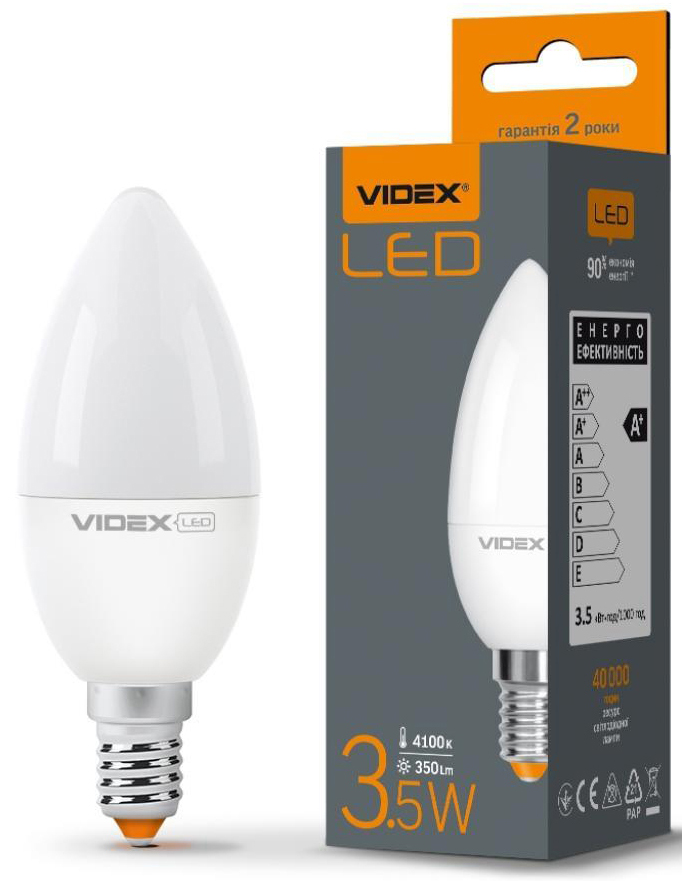 Светодиодная лампа Videx LED C37e 3.5W E14 4100K 220V (VL-C37e-35144) цена 61.10 грн - фотография 2