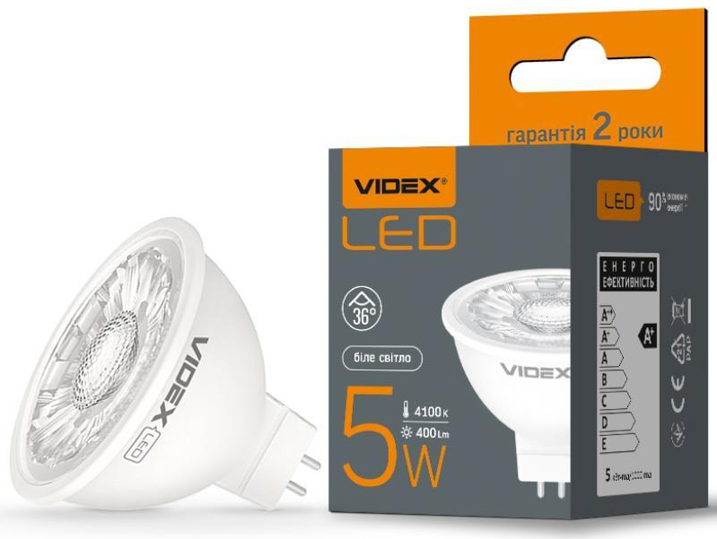 Світлодіодна лампа Videx MR16eL 5W GU5.3 4100K 220V (VL-MR16eL-05534) ціна 91 грн - фотографія 2