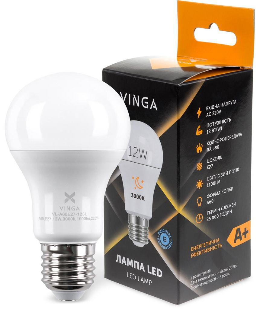 Купити світлодіодна лампа Vinga VL-A60E27-123L в Полтаві