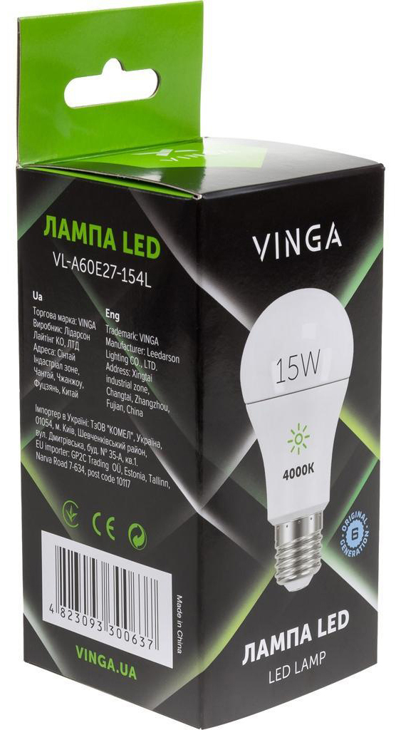 Світлодіодна лампа Vinga VL-A60E27-154L ціна 37.70 грн - фотографія 2