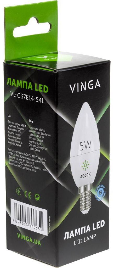 Світлодіодна лампа Vinga VL-C37E14-54L ціна 48 грн - фотографія 2