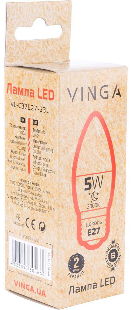 Світлодіодна лампа Vinga VL-C37E27-53L ціна 45.00 грн - фотографія 2