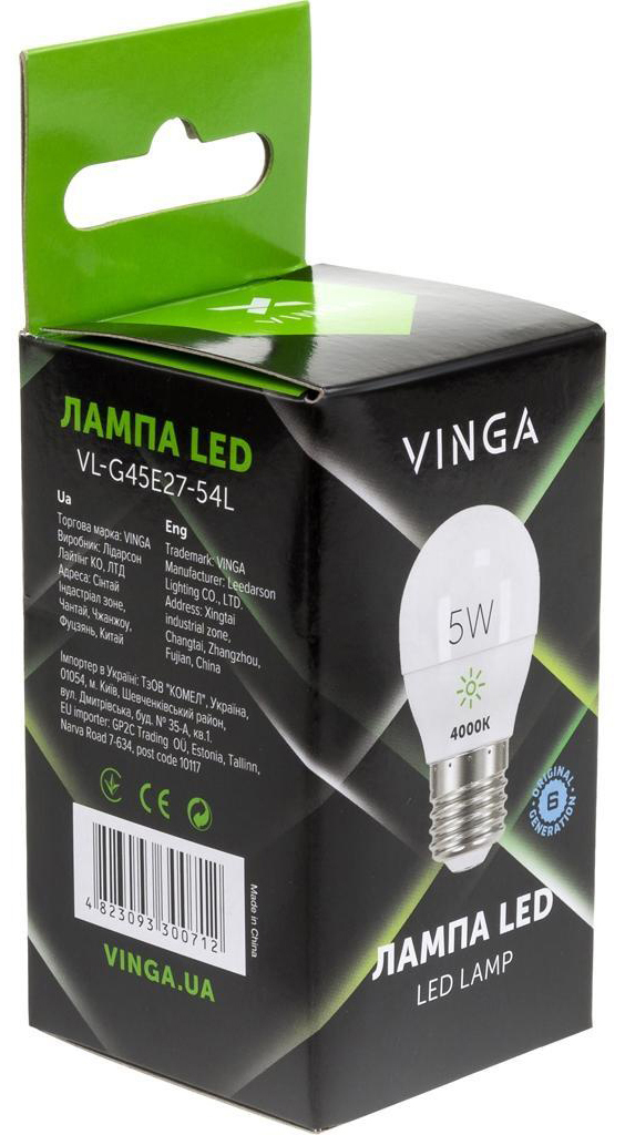 Світлодіодна лампа Vinga VL-G45E27-54L ціна 48 грн - фотографія 2