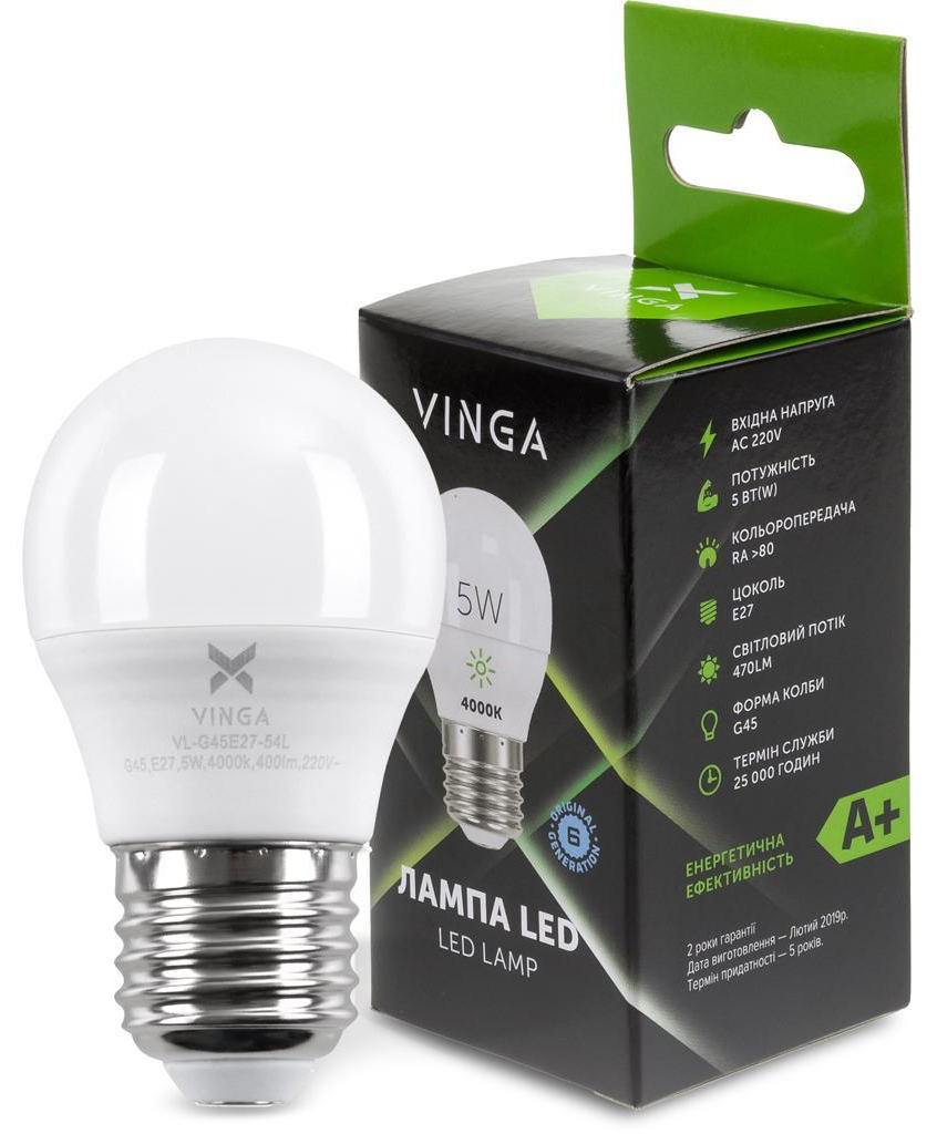 Світлодіодна лампа Vinga VL-G45E27-54L в інтернет-магазині, головне фото