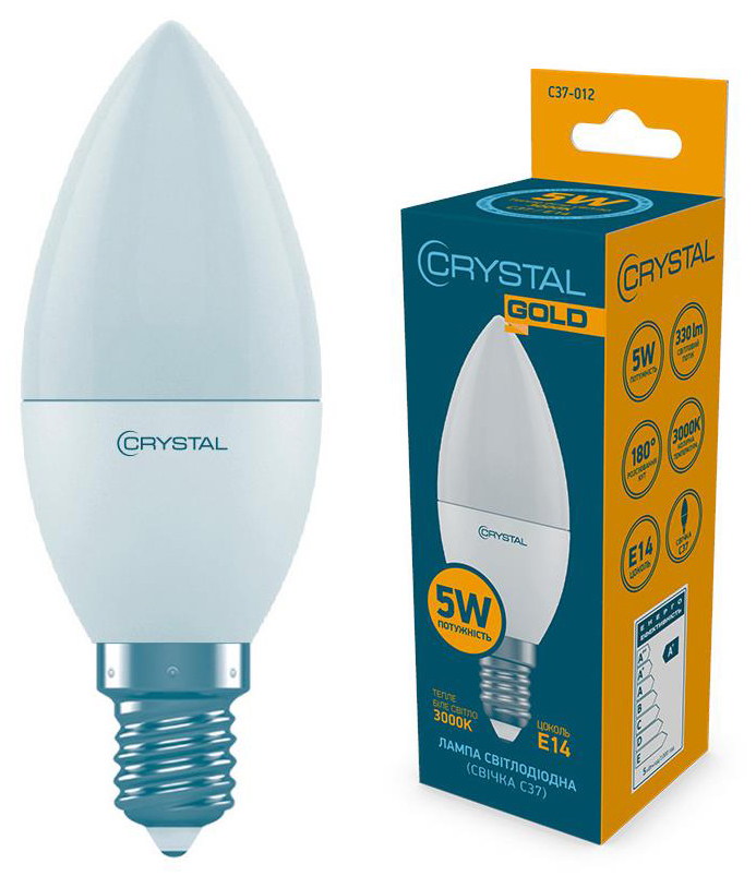 Світлодіодна лампа Crystal Led C37 5W PA Е14 3000K (C37-012) в інтернет-магазині, головне фото