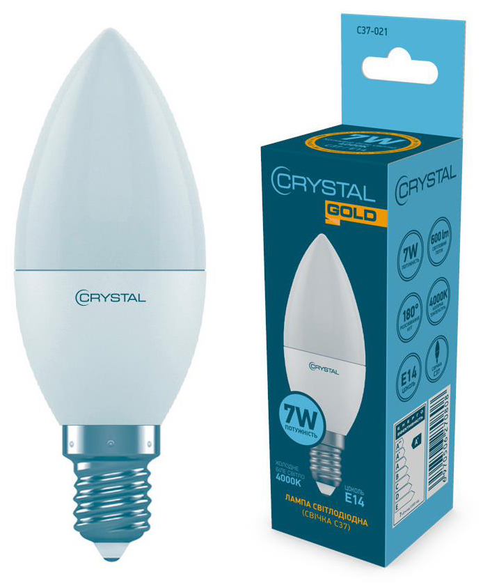 Светодиодная лампа Crystal Led C37 7W PA Е14 4000K (C37-021) в интернет-магазине, главное фото