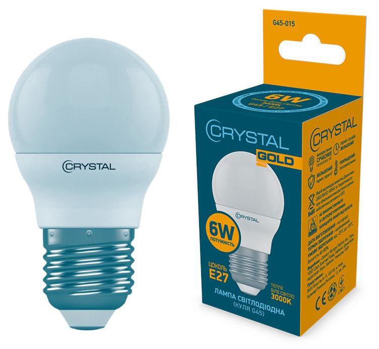 Світлодіодна лампа Crystal Led G45 6W PA E27 3000K (G45-015) в інтернет-магазині, головне фото