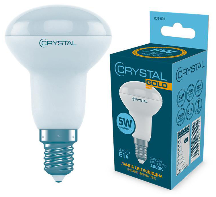 Светодиодная лампа форма гриб Crystal Led R50 5W PA E14 4000K (R50-003)