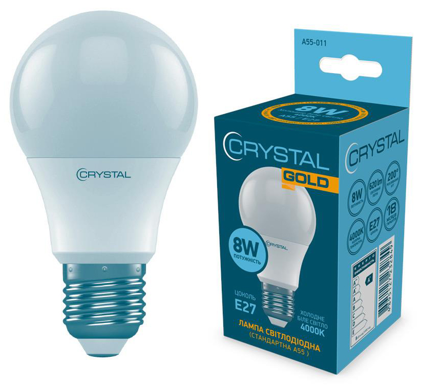 Лампа Crystal Led світлодіодна Crystal Led A55 8W PA Е27 4000K (A55-011)