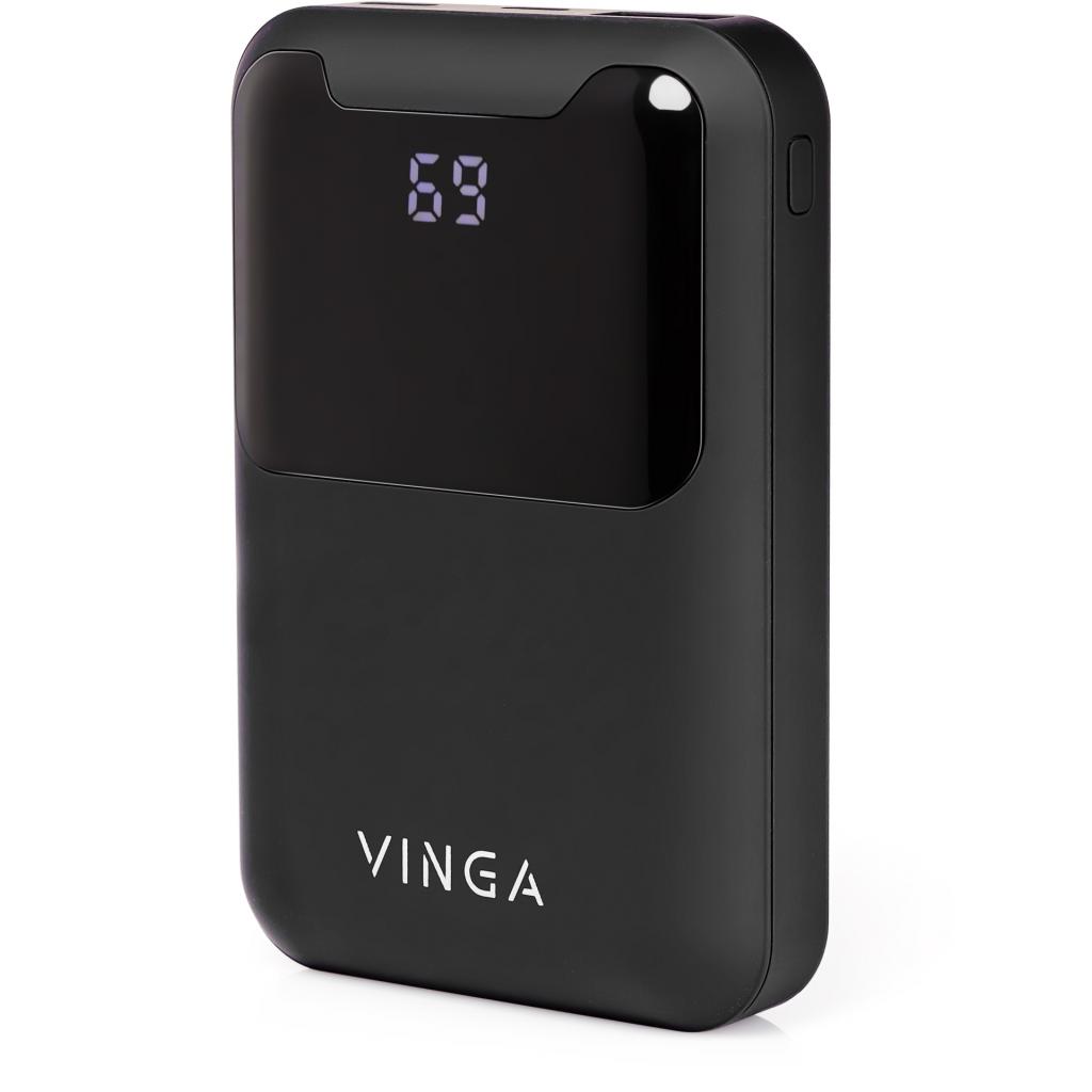 Черный повербанк Vinga 10000 mAh Display soft touch black (BTPB0310LEDROBK)