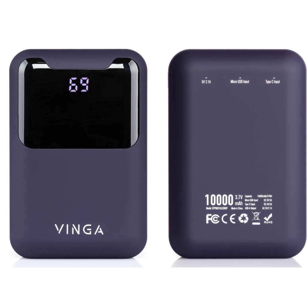 Повербанк Vinga 10000 mAh Display soft touch purple (BTPB0310LEDROP) инструкция - изображение 6