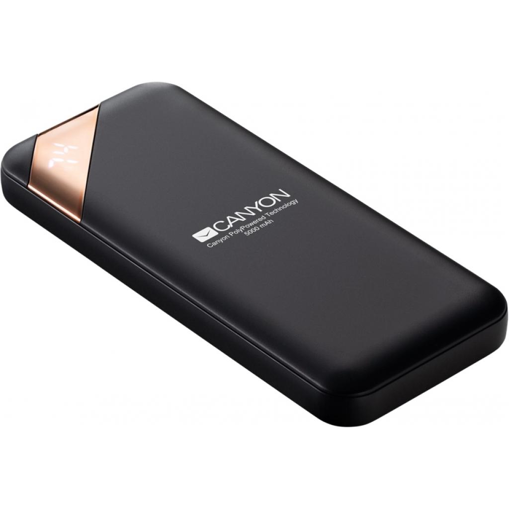 Повербанк Canyon PB-54 5000mAh, Input 5V/2A, Output 5V/2.1A, Black (CNE-CPBP5B) цена 481.00 грн - фотография 2