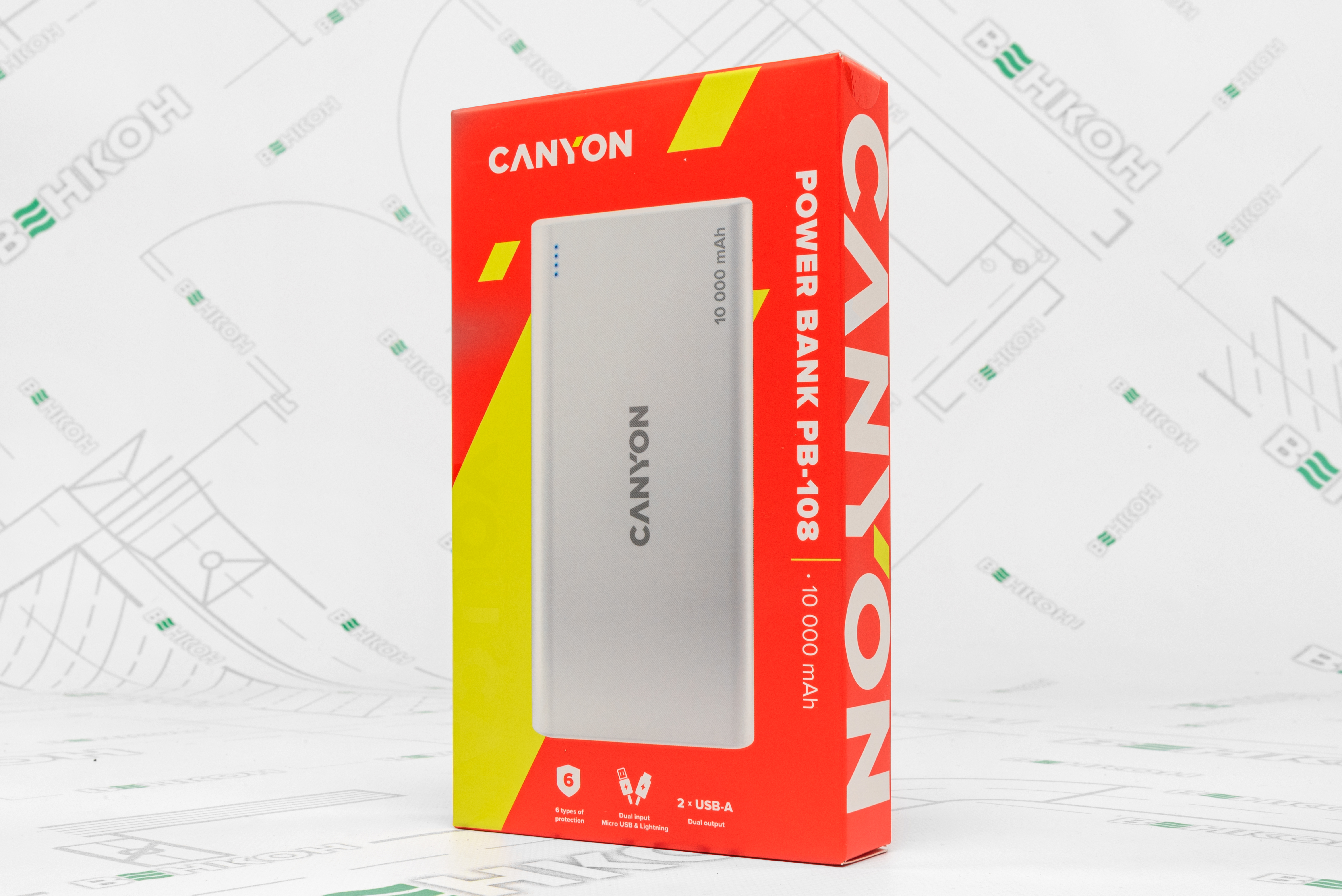 Canyon PB-108 10000mAh, Input 5V/2A, Output 5V/2.1A(Max), white (CNE-CPB1008W) в магазині в Києві - фото 10
