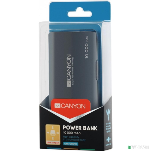 ≋ Повербанк Canyon PB-104 10000mAh, Input 5V/2.1A, Output 5V/2.1A(Max ...